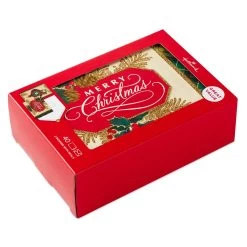 Hallmark Holly And Ornament Boxed Christmas Cards, Pack Of 40