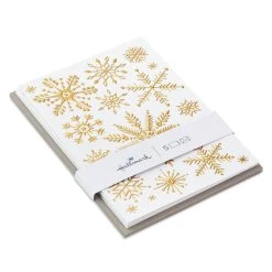 Hallmark Gold Snowflakes Packaged Christmas Cards, Set Of 5