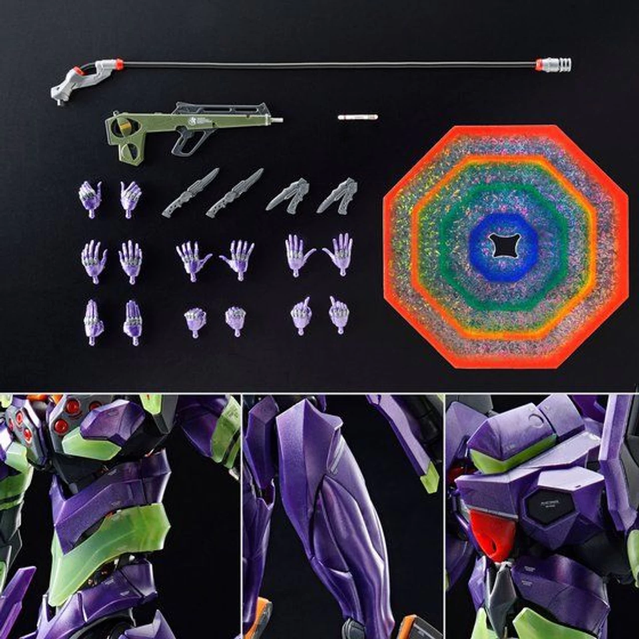 Bandai RG 1/144 Multipurpose Humanoid Decisive Weapon Artificial Human Evangelion Unit-01 (Night Combat Color) Plastic Model - Image 9