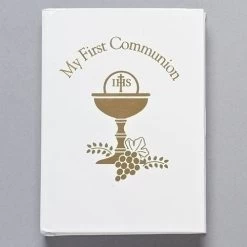 My First Communion Prayer Book White With Gold Chalice